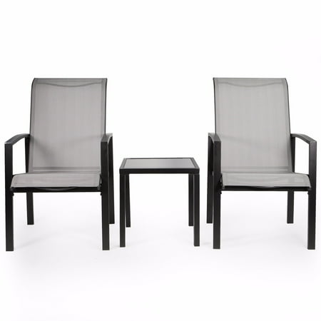 mesh patio set metal side 3pc outdoor patio table chair set mesh dining set gray walmartcom mesh patio set metal side 3pc outdoor patio table chair set mesh dining set gray walmartcom